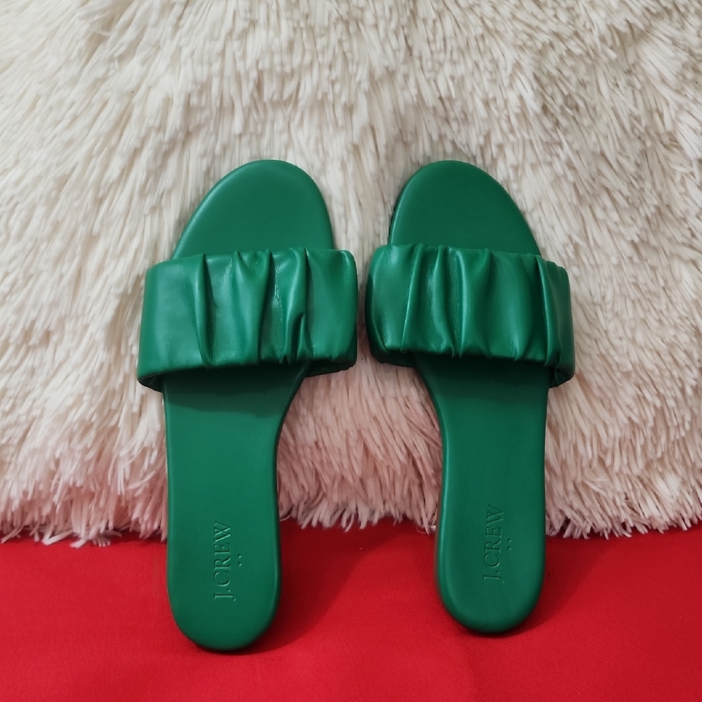 J. Crew Emerald Green Slide Sandals - Picture 2 of 8